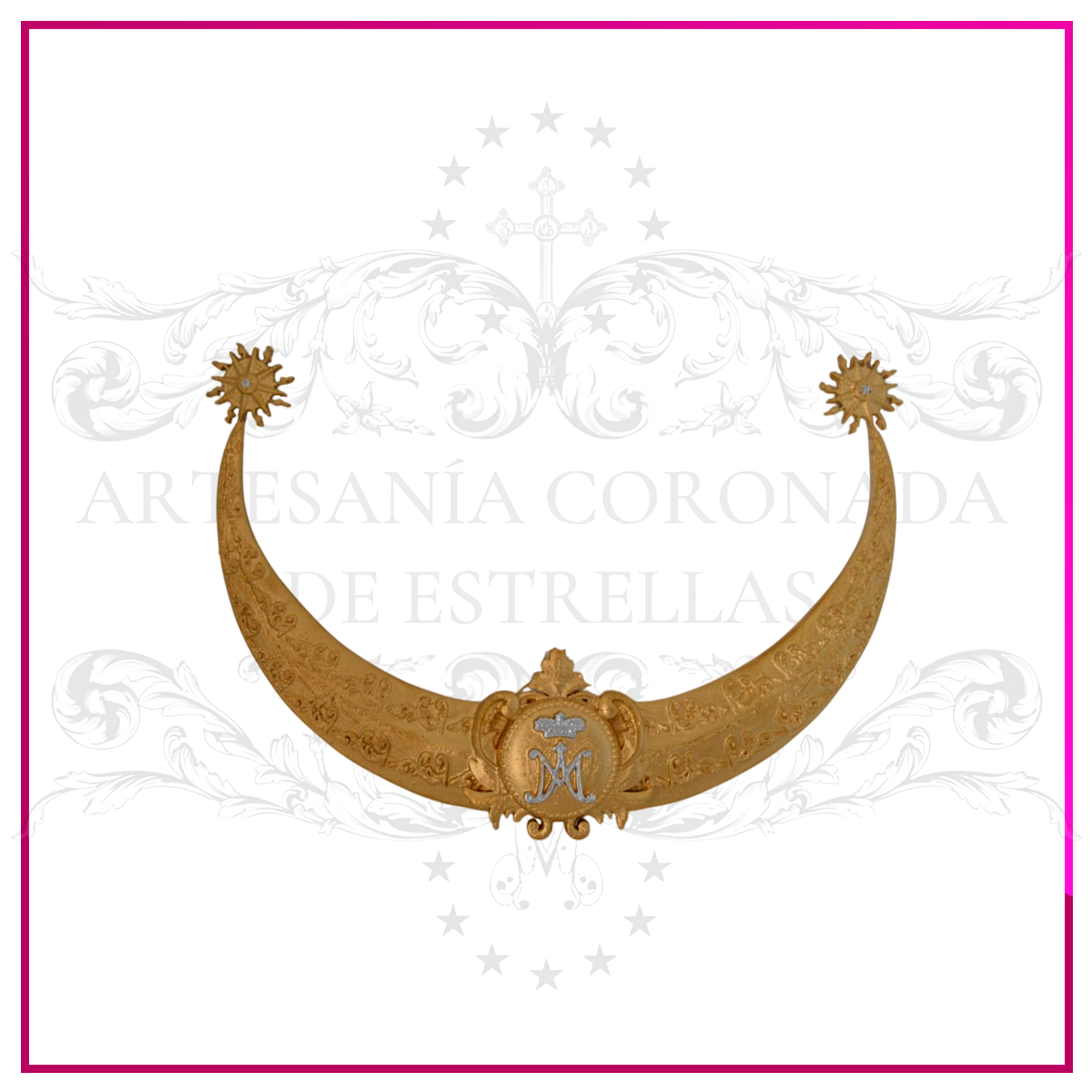 Media Luna Dorada con Anagrama M Plateado