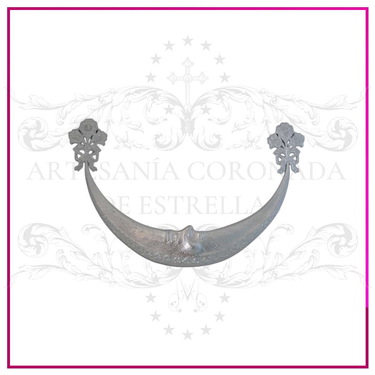 Media Luna Plateada con Puntas Florales