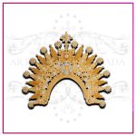 Diadema dorada con ráfagas rectas y cruz central plateada