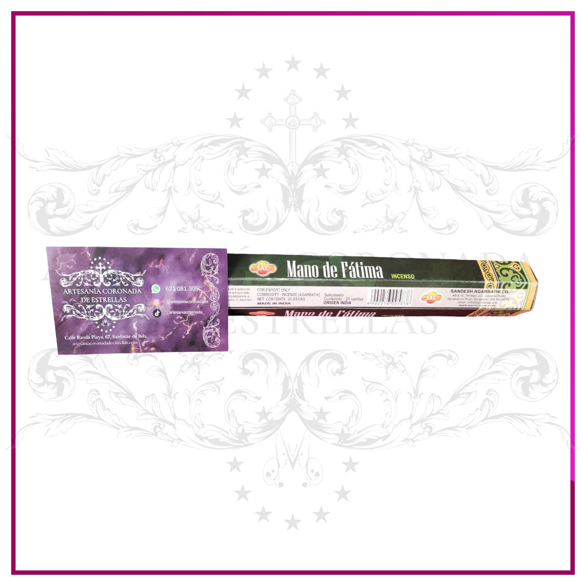 Varillas de Incienso Mano de Fátima