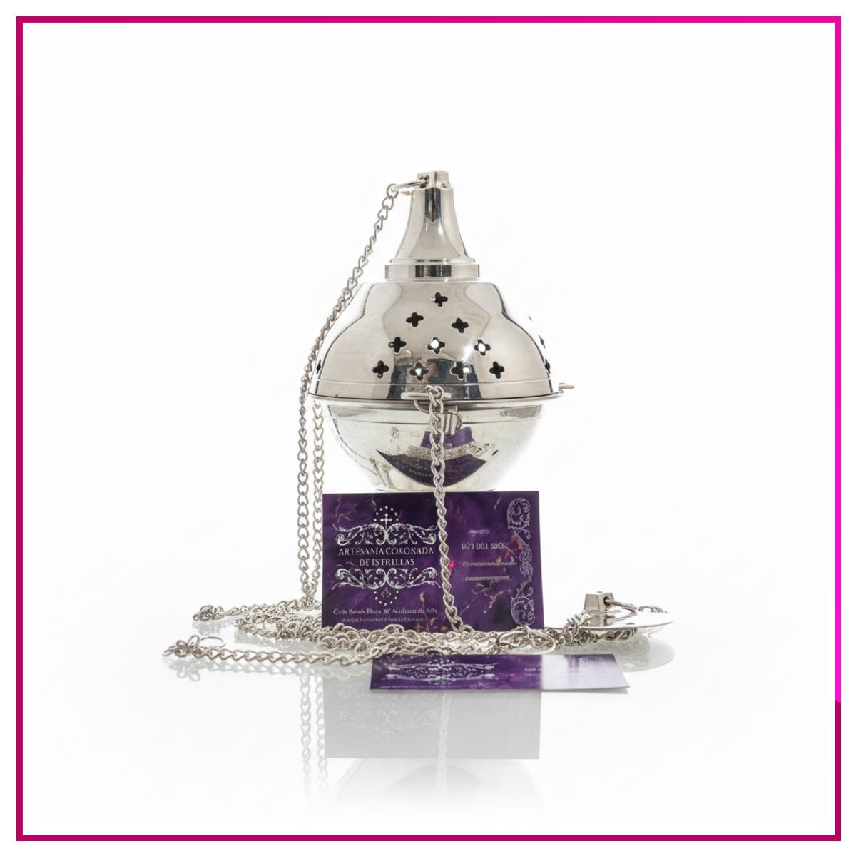 Inciensiario plateado 20cm Inciensiario plateado 20cm - Imagen 1